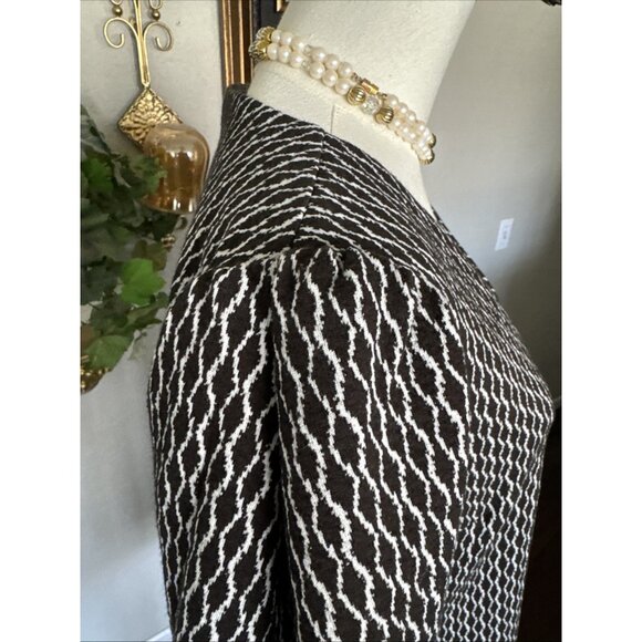 Tommy Hilfiger Puff Short Sleeve Swing Dress Pull On Black White Vneck Size 14 - Picture 5 of 16